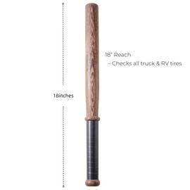Hardwood Tire Thumper for Truckers – 18" Tire Knocker, Heavy-Duty Tire Checker Stick with Ergonomic Grip for Semi Trucks, RVs, and Trailers – Durable Wooden Construction for Long-Lasting Performance