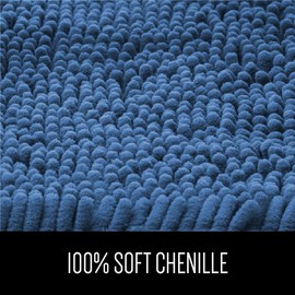 Gorilla Grip Original Luxury Chenille Bathroom Rug Mat, 36x24, Extra Soft and Absorbent Shaggy Rugs, Machine Wash and Dry, Perfect Plush Carpet Mats for Tub, Shower, and Bath Room, Blue