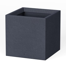 Kante 12 Inch Square Concrete Planter for Outdoor Indoor Home Patio Garden, Large Plant Pot with Drainage Hole and Rubber Plug, Charcoal