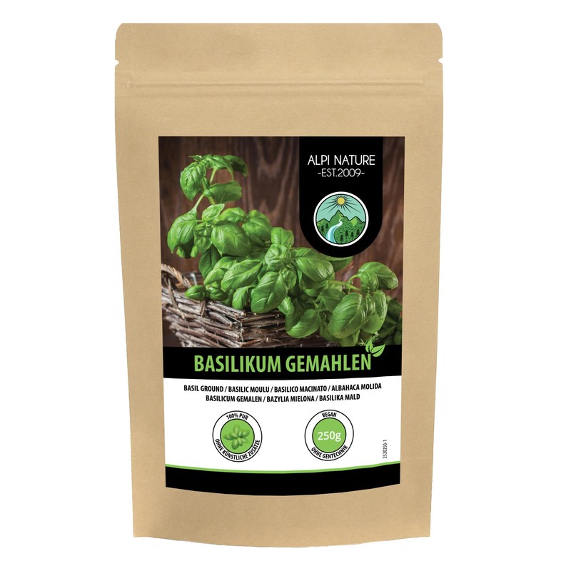 Ground Basil (250g, 8.8oz), Basil Powder, 100% Natural and Without