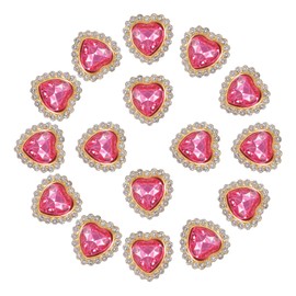 PATIKIL 16mm Heart Sew on Rhinestones, 20 Pcs Rhinestone Sequin Embellishments Crystal Glass Metal Base Flower Claw Rhinestones for Bedazzling Crafting Clothes, Rose Red
