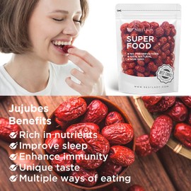 NESTLADY Premium Jujube Date, Red Date (Hong Zao), 100% Natural, Improve sleep, Health Snack, Dried Fruit, Sweet and Chewy Net weight: 454g (1LB),Packed in USA