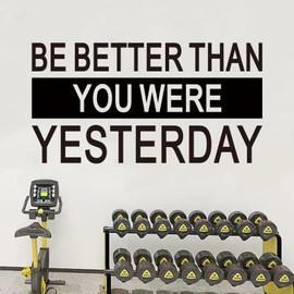 SEATUNE Gym Wall Stickers - Inspirational Quotes Motivational Office Wall Decals - Home Gym Garage Vinyl Art Wall Decor - Be Better Than You were Yesterday 21"X11"