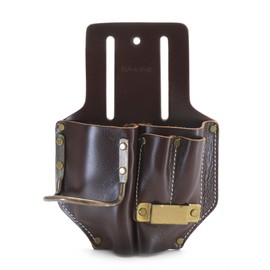 Style N Craft 4 Pocket Pliers, Hammer, Pencils & Tape Holder, Full-Grain Leather Tool Pouch, Multi Tool Holder, Dark Tan (#98017)