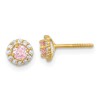 14K Solid Yellow Gold Pink Cubic Zirconia CZ Screw Back