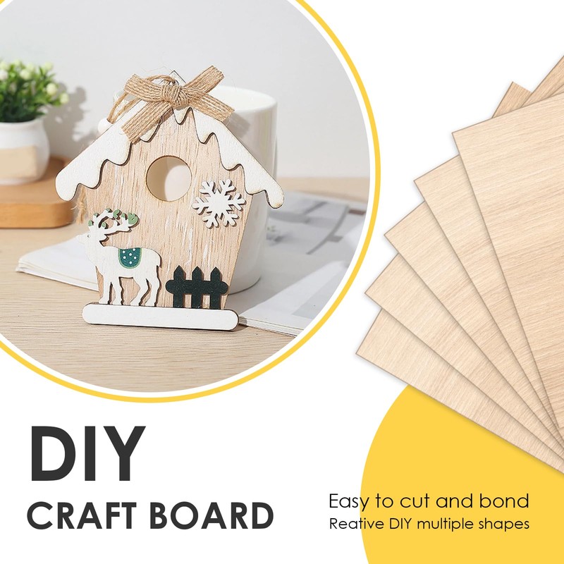 12 PCS Plywood Sheets, 200×100×2mm Wood Planks, Basswood Sheets, for