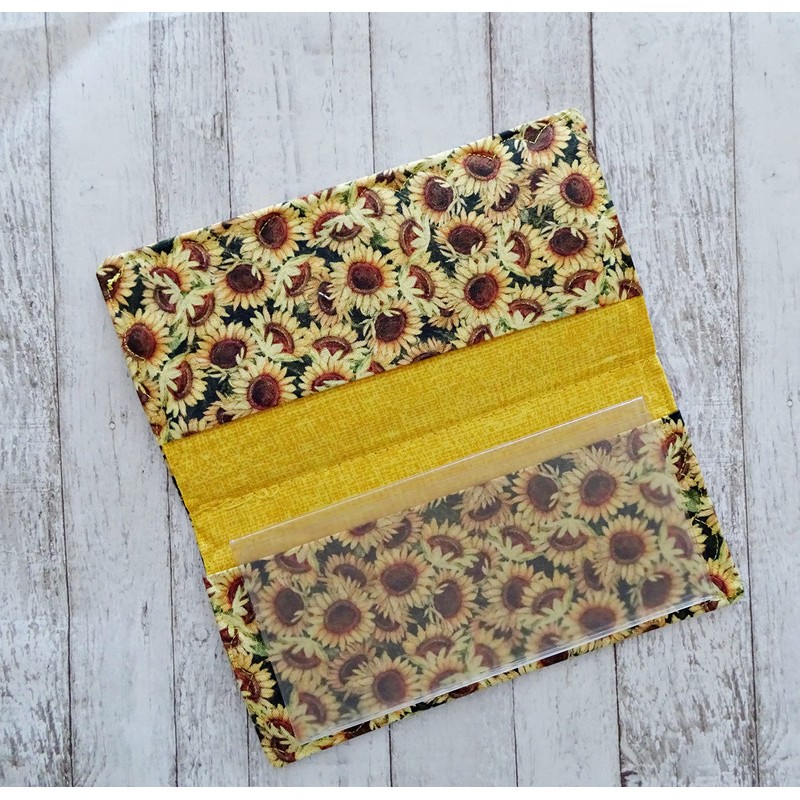 Checkbook Cover - Sunflower Fabric Check Case - Billfold Wallet