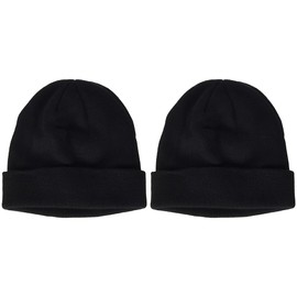 Build Your Brand Heavy Knit Beanie hat, Black, One Size