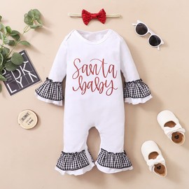 Mameluco de Navidad para bebé niña recién nacida, Blanco, 3-6 Meses