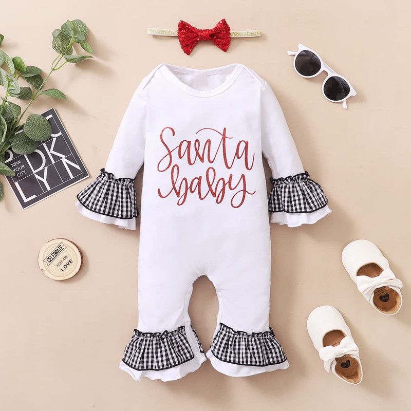 Mameluco de Navidad para bebé niña recién nacida, Blanco, 3-6