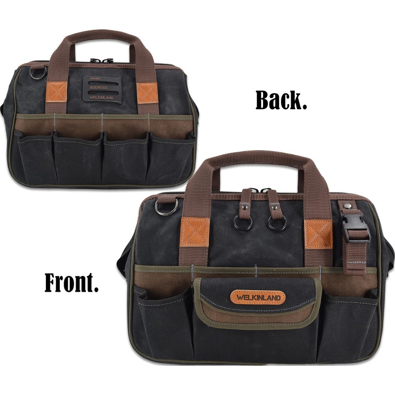 WELKINLAND 30-Pockets Canvas tool bag, 14-Inch Heavy Duty tool bag,