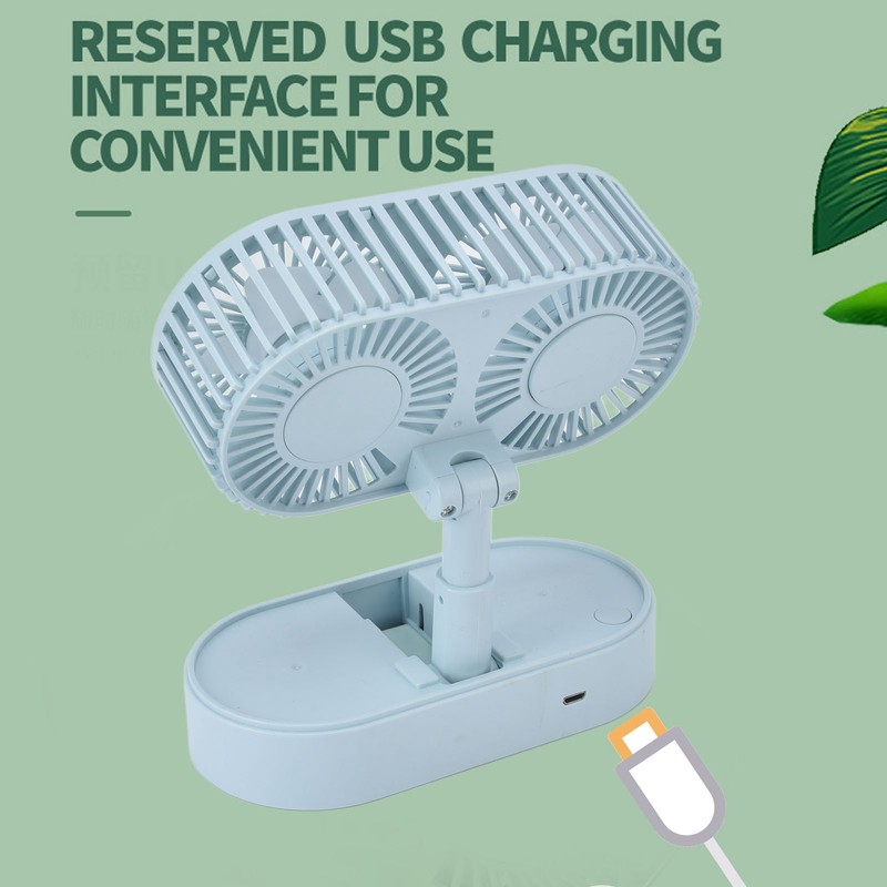 Desktop Double Fan Dual Motor 135° Angle Adjustable Handheld Fan