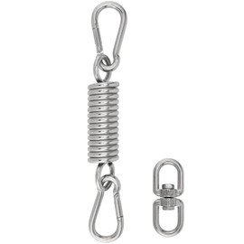 PUCSIQ Swing Spring, Steel Spring Hanging Chair, Load Capacity up to 250 kg with 2 Carabiner Hooks, Suspension Spring, 360° Rotating Ring, Stainless Steel 304 Ceiling Hook, Swing Spring for Hammock