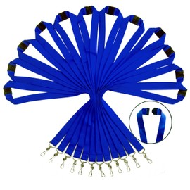 12 Pack Polyester Lanyards with Breakaway Clasp Neck Strap for Schools, Cruise, Office, Kids, Blue