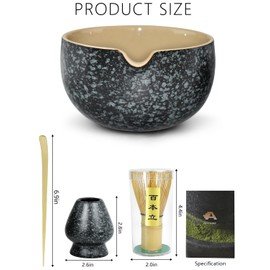 Artcome Vintage Matcha Tea Set – 20.2oz Handmade Matcha Bowl with Pouring Spout, Bamboo Whisk, Whisk Holder, Tea Scoop & Matcha Tea Manual–Ideal for Traditional Japanese Tea Ceremony and Daily Rituals