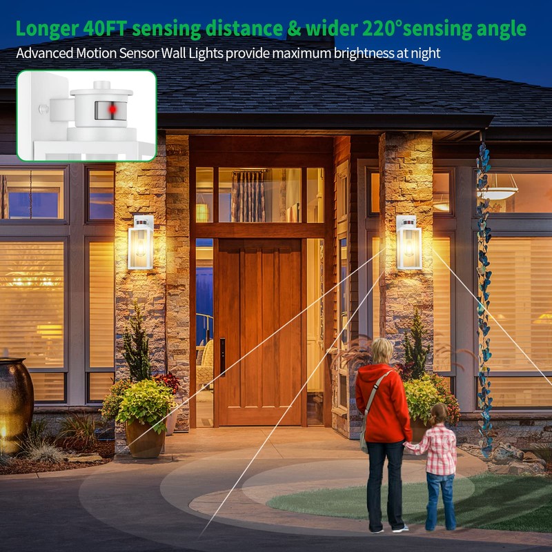 2-Pack Motion Sensor Outdoor Wall Lantern, Dusk to Dawn Exterior