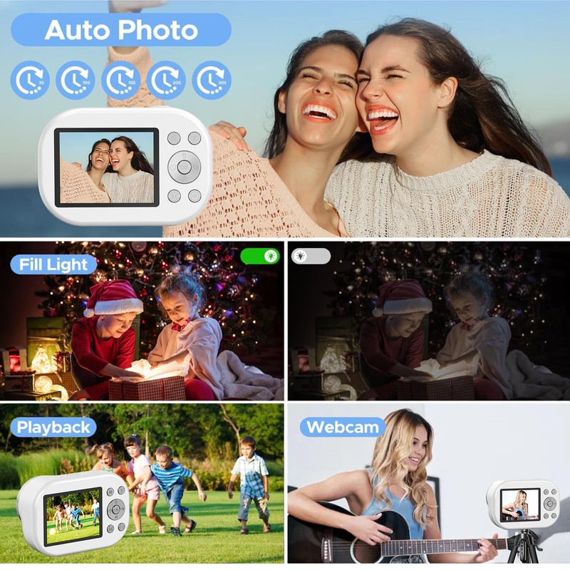 Digital Camera- Compact Camera 2K 48MP Autofocus Dual-Lens with 64GB