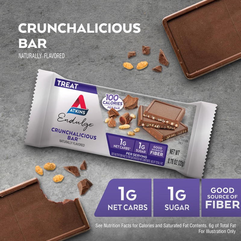 Atkins Endulge, Crunchalicious Bar, 1g Net Carbs, 1g Sugar, Good