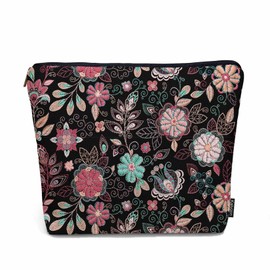 Kalygon Woman Makeup Bag Paisley Flower, Colorful Paisley Floral Red Makeup Bags Travel Cosmetic Bags Toiletry Makeup Organizer Pencil Pouch Make Up Cosmetic Bag For Owners Lady Birthday Gifts