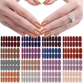 JERCLITY 224 Pieces 16 Sheets Dark Solid Color Nail Strips Stick On Nail Polish Strips Nail Wraps with Nail File Self-Adhesive Punk Retro Nail Stickers Full Nail Wraps for Women Girls Nail Art