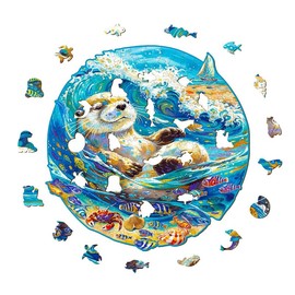 Jigfoxy Wooden Puzzle for Adults, Leisurely Otter Wooden Jigsaw Puzzles for Adult, Unique Animal Shape Wood Cut Puzzles, Christmas Thanksgiving Gifts for Friends Family (S-8.5 * 8.3in-100pcs)