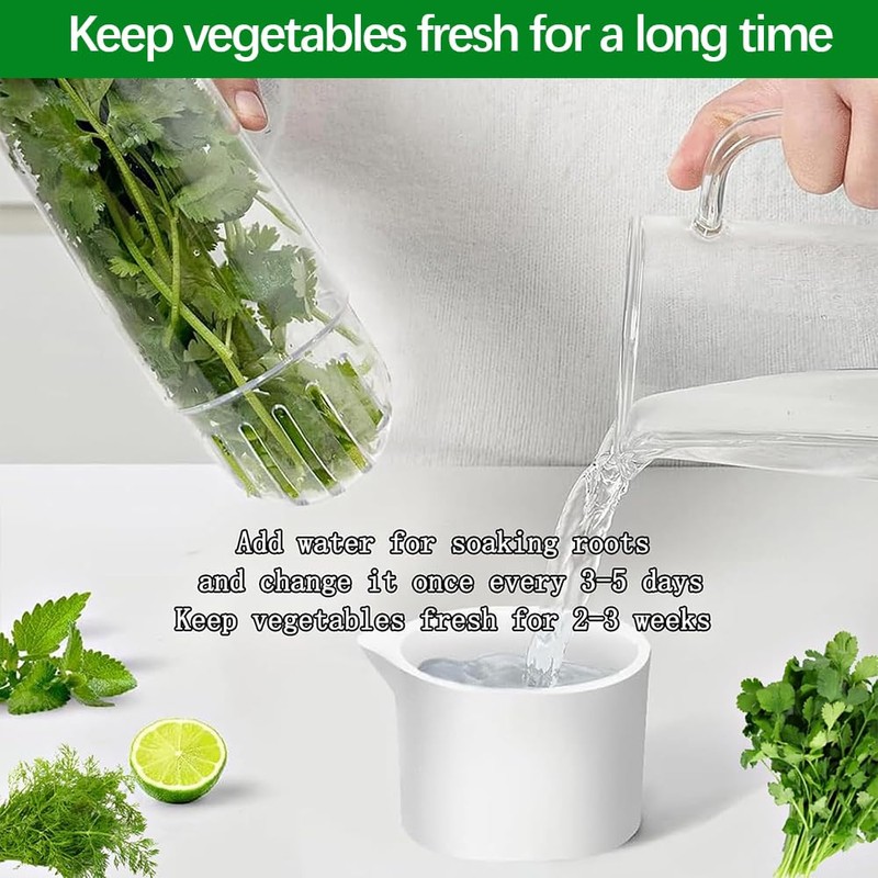 jioko 2 Pack Herb Keeper for Refrigerator, Clear BPA-Free Fresh
