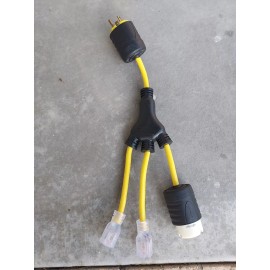 Hubbell 1.5 ft 3 Outlet Light Up Locomotive Fridge  Adapter Splitter Cable Plug Cord