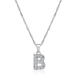 Zelaro Women's Necklace with Letters, Chain Gold and Chain Silver with Zirconia Letter Pendant Chain with Letters, Gift for Women Birthday, Adjustable Necklace in Gold, Copper, Cubic Zirconia