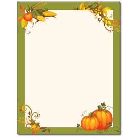 Thanksgiving Harvest Border Stationery - 80 Sheets