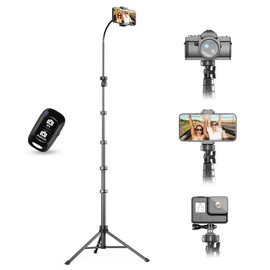 UBeesize UBeesize 88' Flexible Phone Tripod with 14.95' Gooseneck, Remote and Phone Holder, Overhead Cell Phone StandSelfie Stick for Video Recording, Compatible with iPhone Android Phone, Camera Black