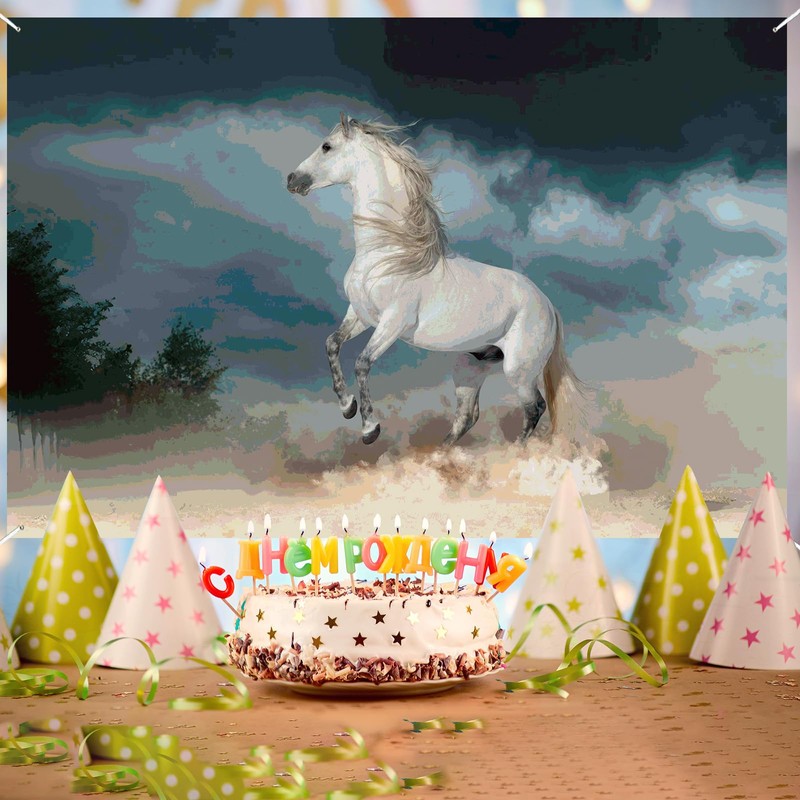 White Horse Birthday Party Banner White Horse Themed the Dust