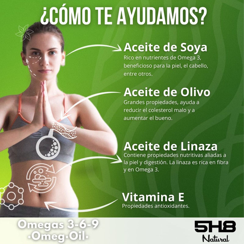 5H8 | Omega Oil - Omegas 3-6-9, Aceite de linaza,