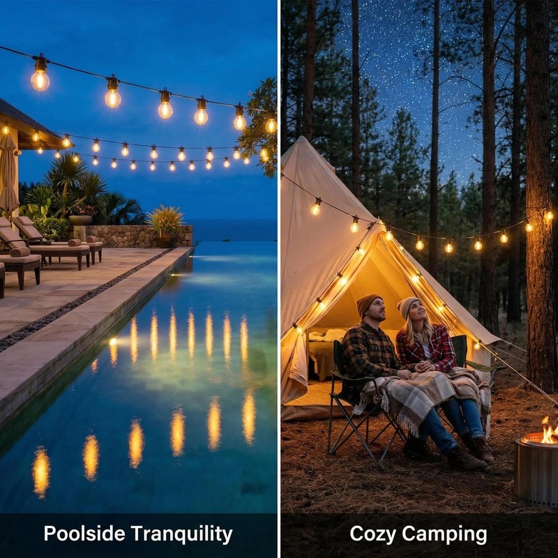Solar String Lights Outdoor Waterproof, 21FT G50 LED Shatterproof Bulbs