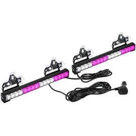 2x16.8 Inch Traffic Advisor Strobe Light Bar 32LED 26 Flash Patterns New Interior Safety Warning Lights Red/BlueLight Color: Purple/white, Rated Power: 36, Beam Angle: Spot