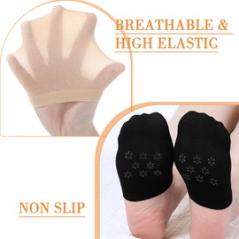 Shyyween 12 Pairs Women Toe Topper Socks Sheer Nylon Half No Show Liner Non Slip Thin Mule Seamless Socks with Grip for women