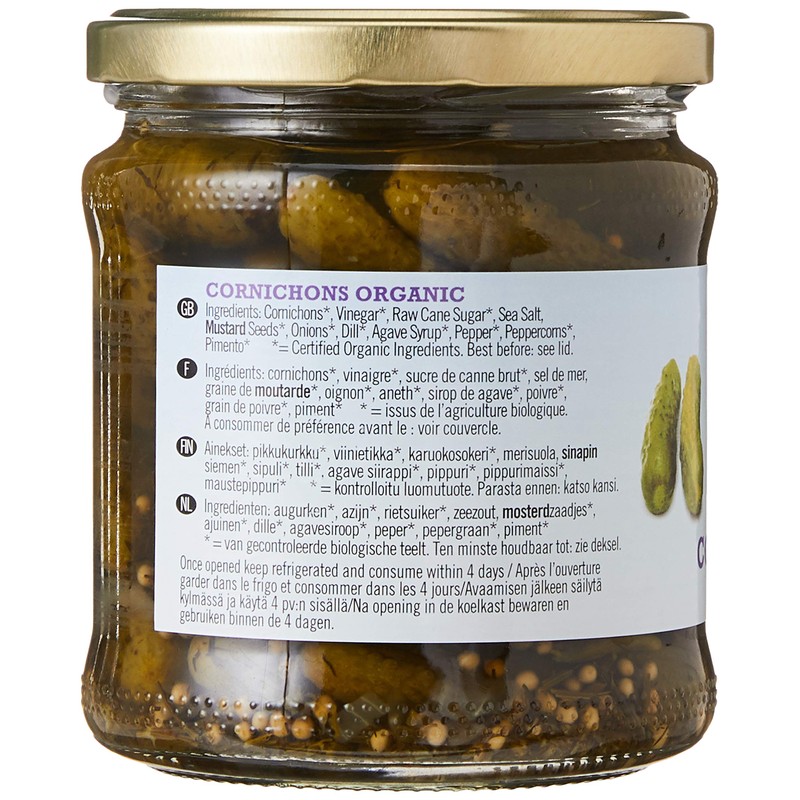 Biona Cornichons with Dill & Mustard Seeds, 330 g