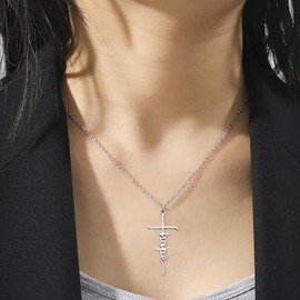 Womens Christian Faith Gifts Hope Cross Chain pendant Necklace for Women Baptism Religious First Communion Gift.