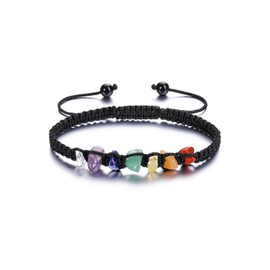 GEHECRST 7 Chakra Bracelet Chakra Stones Bracelets Healing Stones Bracelet Yoga Bracelet Healing Reiki Energy Therapy Good Luck Braided Adjustable Bracelet for Men and Women, Stone