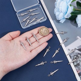 UNICRAFTALE Dagger Charms 304 Stainless Steel Sword Pendant Mini Sword Bookmark Hypoallergenic Punk Earring Charms Metal Dagger Pendant for DIY Jewellery Making, Stainless Steel