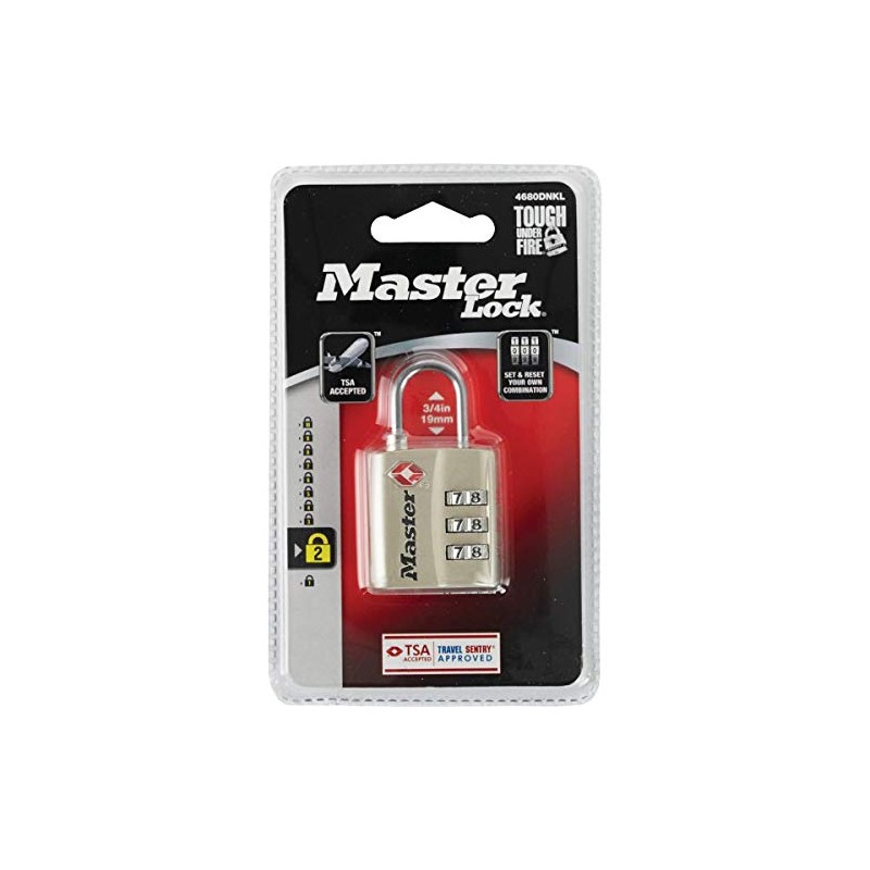 Master Lock 4680DNKL Nickle Finish TSA-Accepted Luggage Padlocks