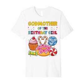Godmother of Birthday Girl Candyland Colorful Lollipop Party Premium T-Shirt