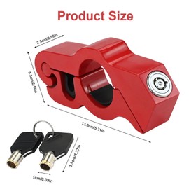 Universal Motorcycle Handlebar Lock, Helmet Lock Set Motorcycle Throttle Lock Red with Key, Security Lock Front Brake and Clutch Locks for Dirt Bike, for Sports Bikes, Mountain Bike, ATVs