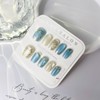 BQZQPAMZ 10pcs Blue Glitter Short Square Fake Nails Spring Press