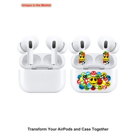 RockMax for AirPods Pro 2nd Generation Skin, Waterproof Vinyl Stickers for Earbuds and Charging Case, Red Bull Decal Wrap, Gift for Women and Men