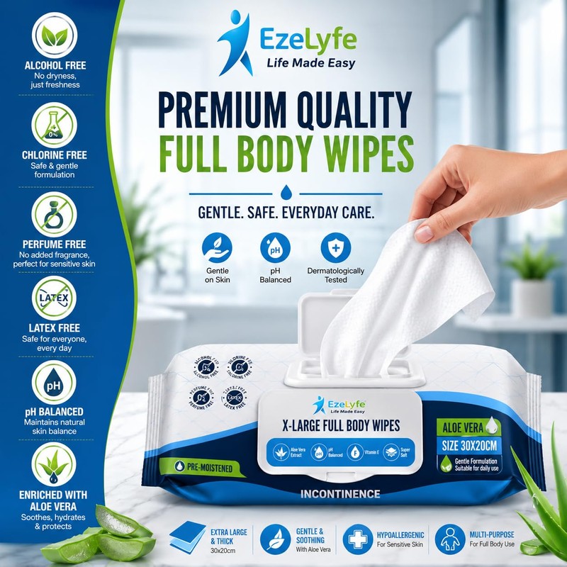 Full Body Cleansing Wet Wipes for Adults Extra Large 30