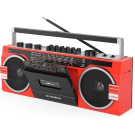 Audiobox Cassette Radio Player MP3 & Recorder W AM/FM/SW Bluetooth Speaker Red