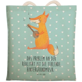 Mr. & Mrs. Panda Fox Guitar Shopping Bag, turquoise