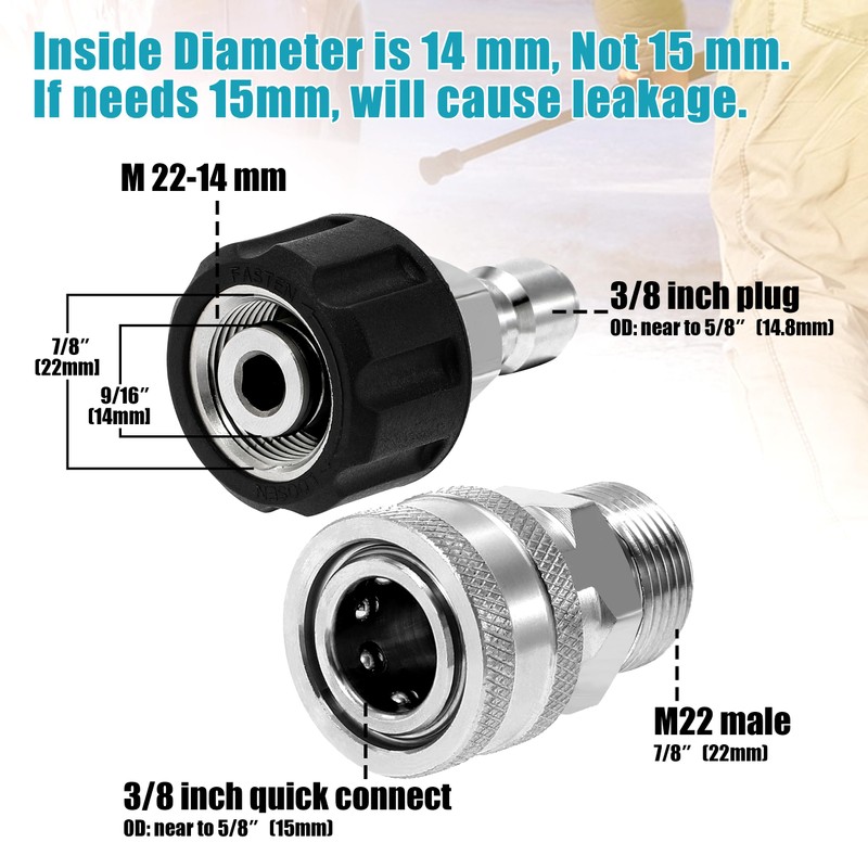 Tool Daily Pressure Washer Adapter Set, Quick Connect Kit, M22