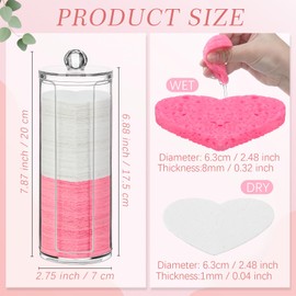 Sieral 120 Pcs Compressed Facial Sponges with Container Face Sponge Disposable Sponge Pads for Washing Face Cleansing Exfoliating Esthetician Makeup Removal(White, Pink, Heart)