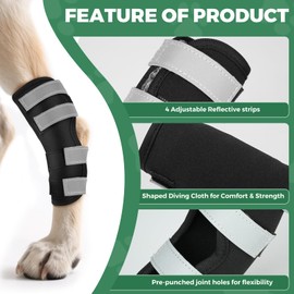 OHCOZZY Hind Leg Bandage for Dogs, 2 Units with Reflective Straps, Leak Protection Dog Rear Leg, Dog Bandages for Wraps, Wound Injury and Sprain Healing, L